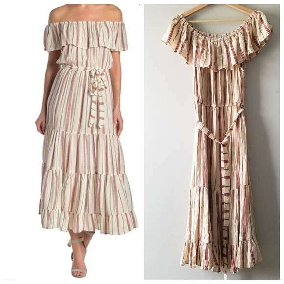 Nostalgia Dresses & Skirts - NEW  Nostalgia Striped Ruffle Off The Shoulders Dress Large